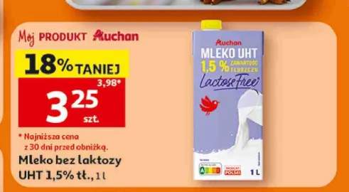 Mleko bez laktozy UHT 1,5% Auchan
