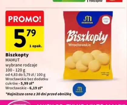 Biszkopty Wrocławskie bez dodatku cukru Mamut +1 wariant