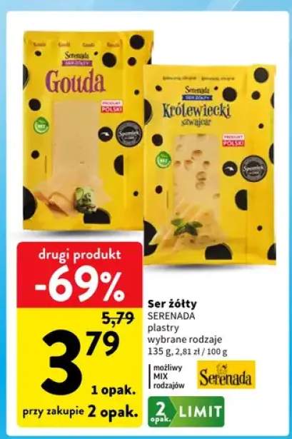 Ser żółty Gouda Serenada plastry +1 wariant