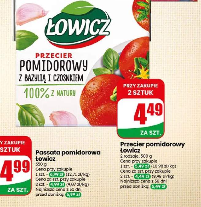 Przecier pomidorowy Łowicz z bazylią i czosnkiem +1 wariant
