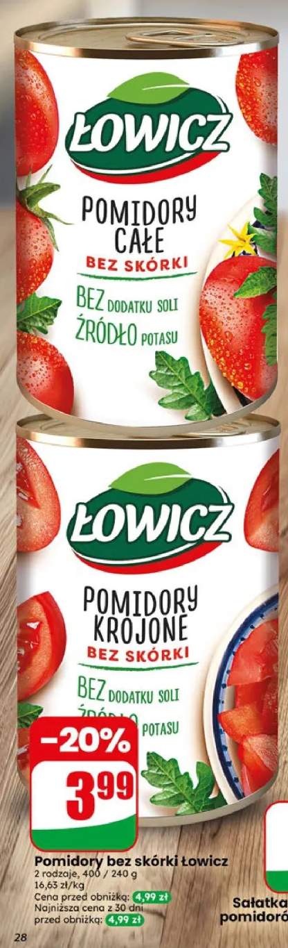 Pomidory całe bez skórki Łowicz +1 wariant