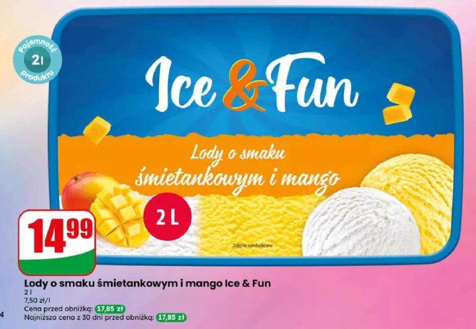Lody o smaku śmietankowym i mango Ice & Fun
