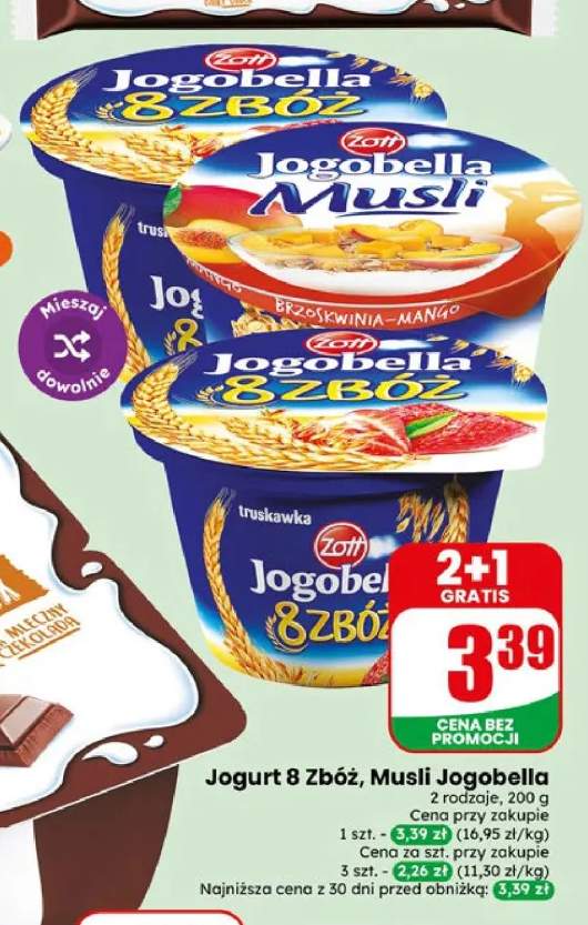 Jogurt Jogobella 8 Zbóż Zott +1 wariant