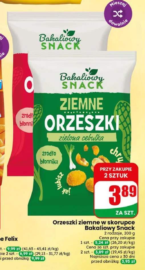 Orzeszki ziemne w skorupce zielona cebulka Bakaliowy Snack +1 wariant