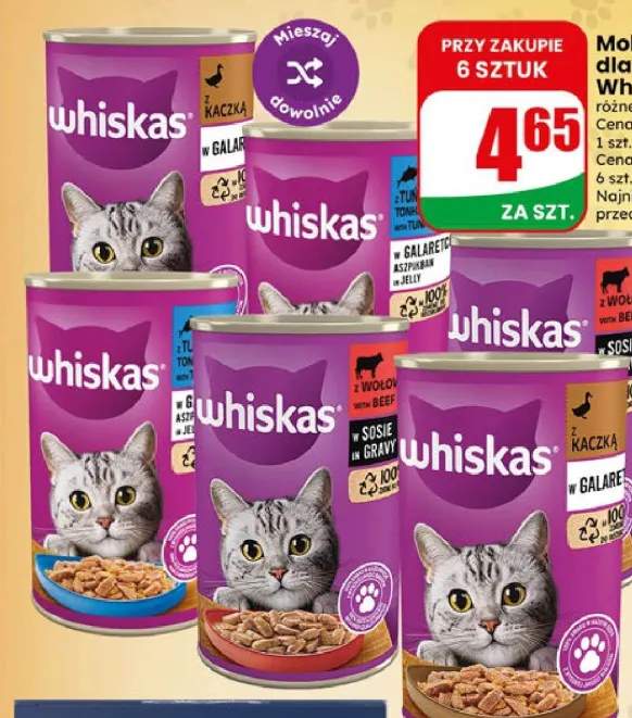 Mokra karma dla kota Whiskas z kaczką w galaretce +2 warianty
