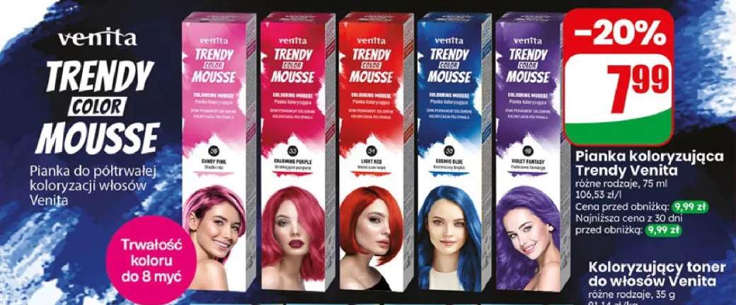 Pianka koloryzująca Venita Trendy Color Mousse Candy Pink +4 warianty