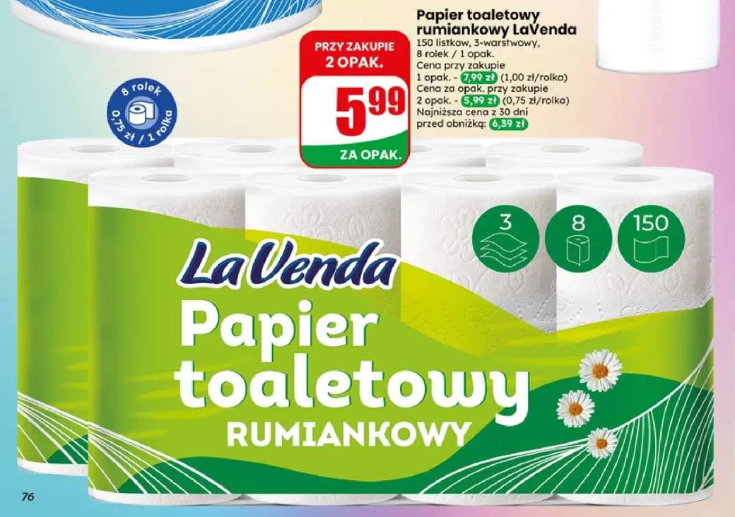 Papier toaletowy rumiankowy LaVenda