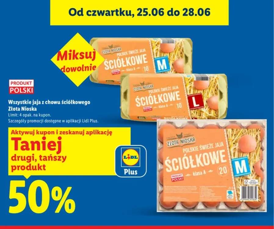 Jaja z chowu ściółkowego Złota Nioska klasa A M 10-pak +3 warianty