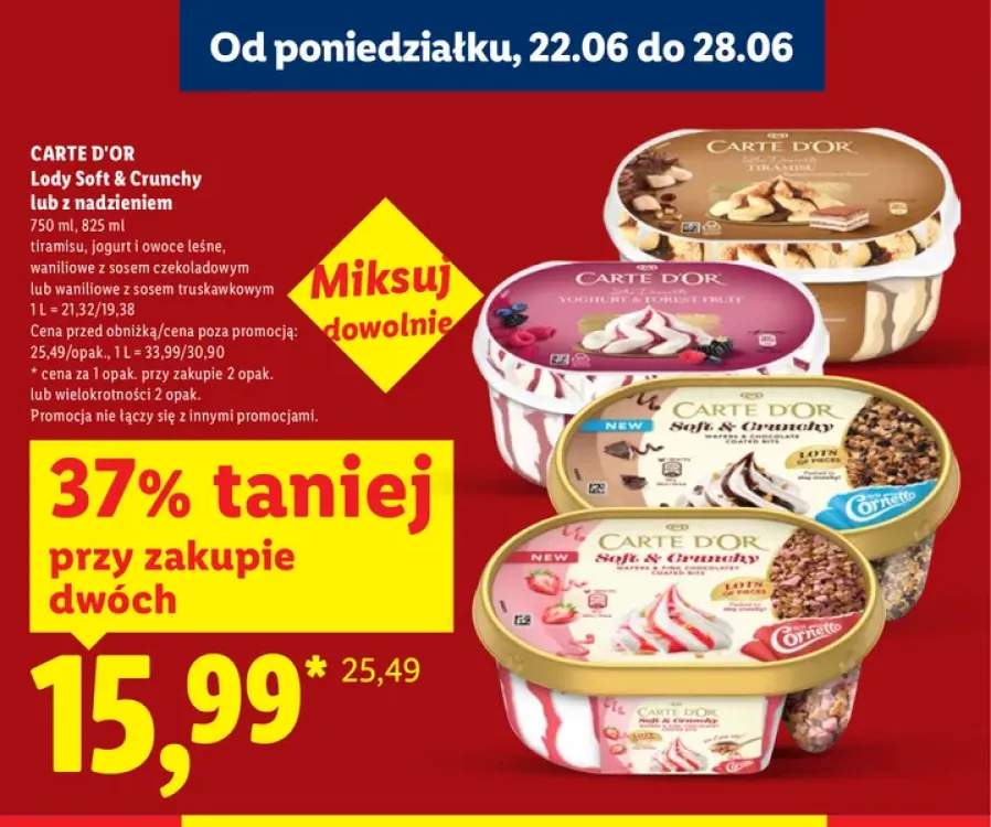 Lody jogurt i owoce leśne Carte d'Or +5 wariantów