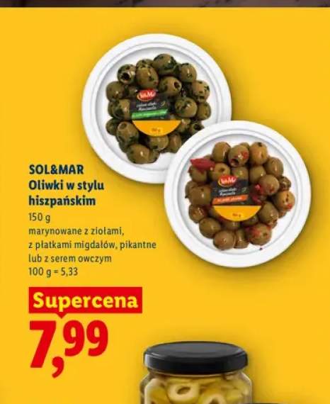 Oliwki w stylu hiszpańskim marynowane z ziołami Sol & Mar +3 warianty