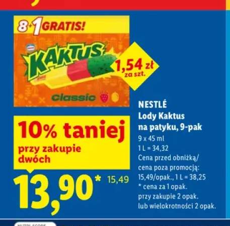 Lody Kaktus na patyku Nestlé 9-pak