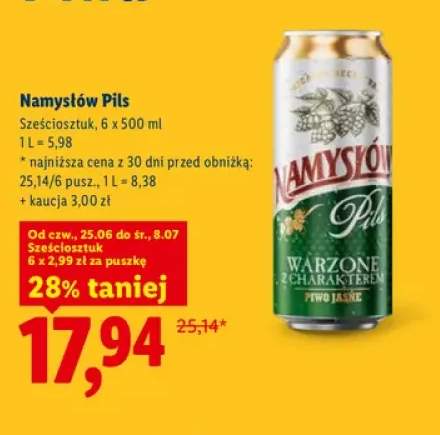 Piwo Namysłów Pils 6-pak