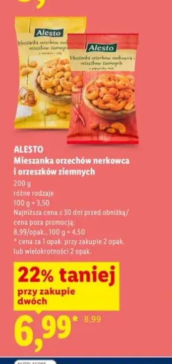 Mieszanka orzechów nerkowca i orzeszków ziemnych Alesto
