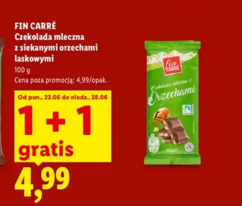 Czekolada mleczna z siekanymi orzechami laskowymi Fin Carré