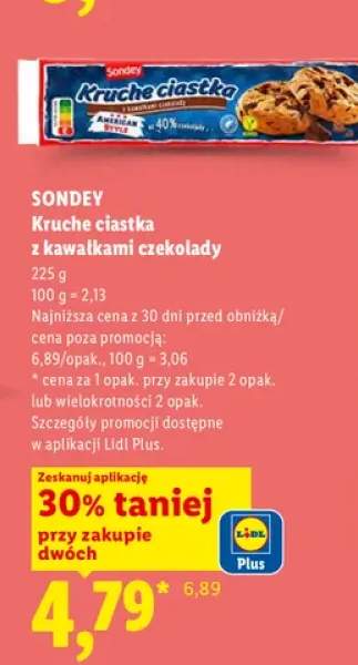 Kruche ciastka z kawałkami czekolady Sondey