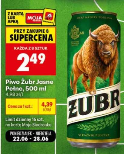 Piwo Żubr Jasne Pełne