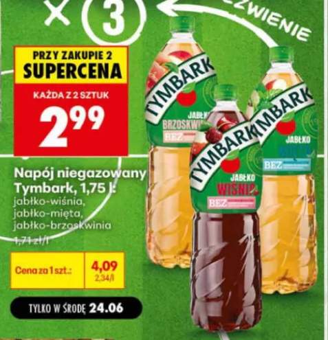 Napój niegazowany Tymbark jabłko-wiśnia +2 warianty