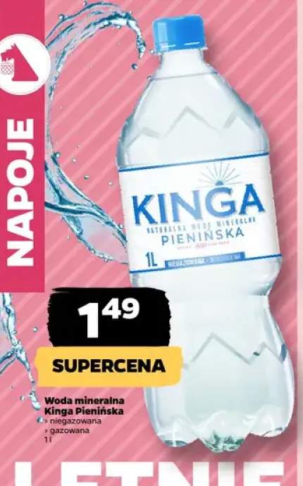 Woda mineralna niegazowana Kinga Pienińska +1 wariant