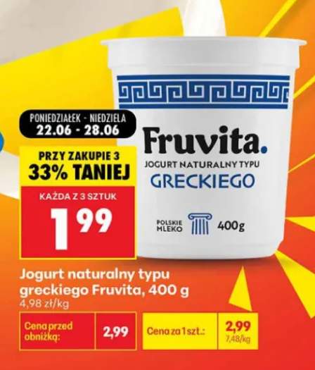 Jogurt naturalny typu greckiego Fruvita