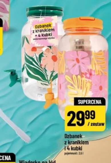 Zestaw dzbanek z kranikiem + 4 kubki