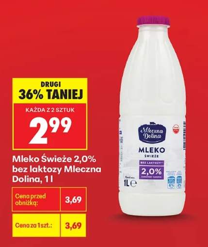 Mleko świeże 2,0% bez laktozy Mleczna Dolina
