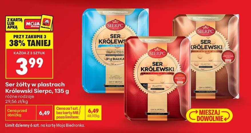 Ser żółty w plastrach Królewski Sierpc Light +2 warianty