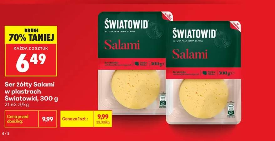 Ser żółty Salami w plastrach Światowid