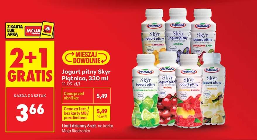 Jogurt pitny Skyr Piątnica Mango & Marakuja +6 wariantów