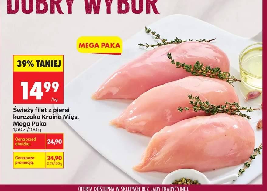 Świeży filet z piersi kurczaka Kraina Mięs Mega Paka