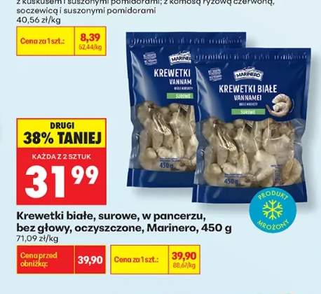 Krewetki białe surowe w pancerzu bez głowy oczyszczone Marinero