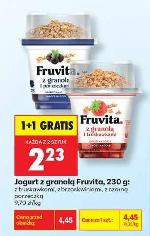 Jogurt z granolą Fruvita z truskawkami +2 warianty