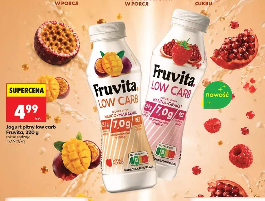 Jogurt pitny low carb Fruvita mango-marakuja +1 wariant