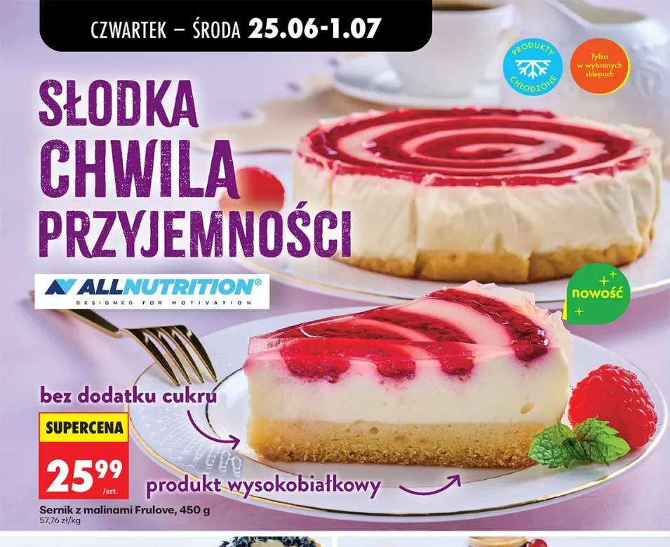 Sernik z malinami ALLNUTRITION Frulove
