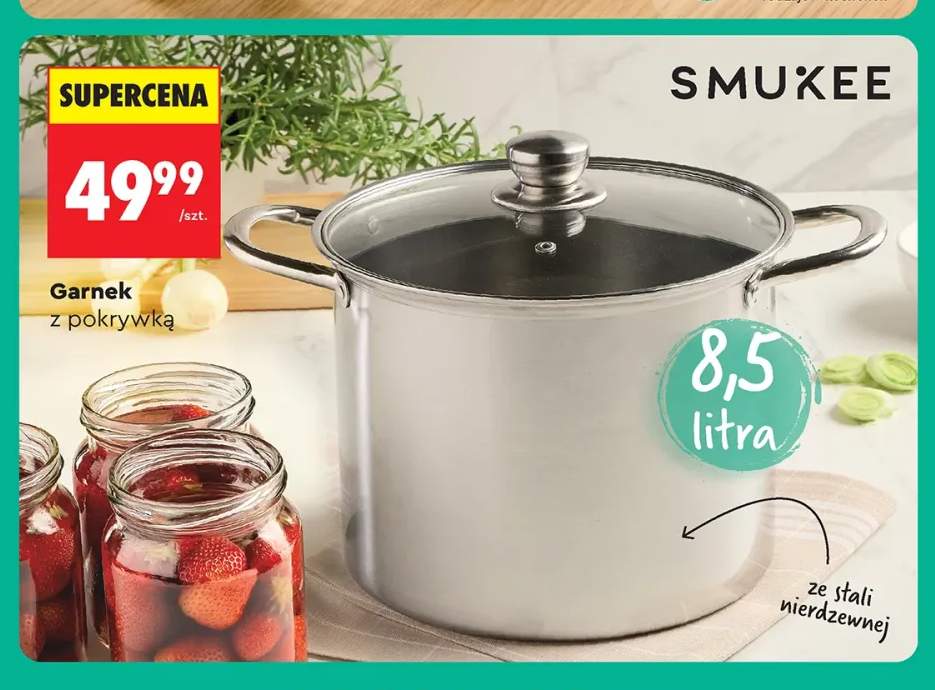 Garnek z pokrywką ze stali nierdzewnej SMUKEE 8,5 l