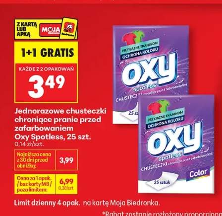 Chusteczki chroniące pranie przed zafarbowaniem Oxy Spotless Color +1 wariant
