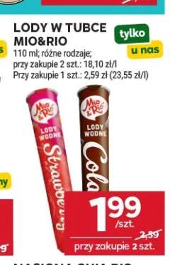 Lody w tubce truskawkowe Mio&Rio +1 wariant
