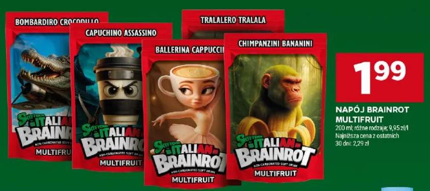 Napój Brainrot Multifruit Bombardiro Crocodillo +3 warianty