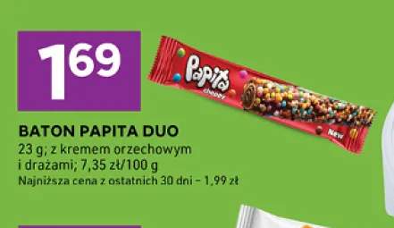 Baton Papita Duo z kremem orzechowym i drażami