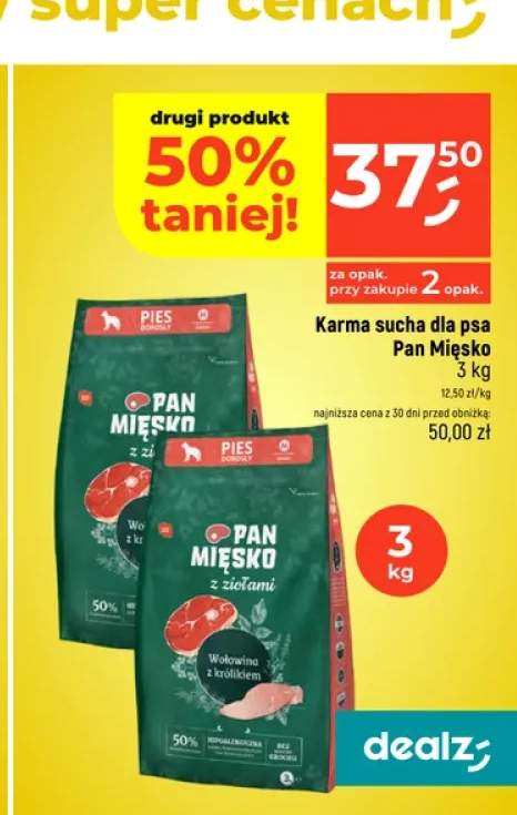 Karma sucha dla psa Pan Mięsko z ziołami Wołowina z dzikiem +1 wariant