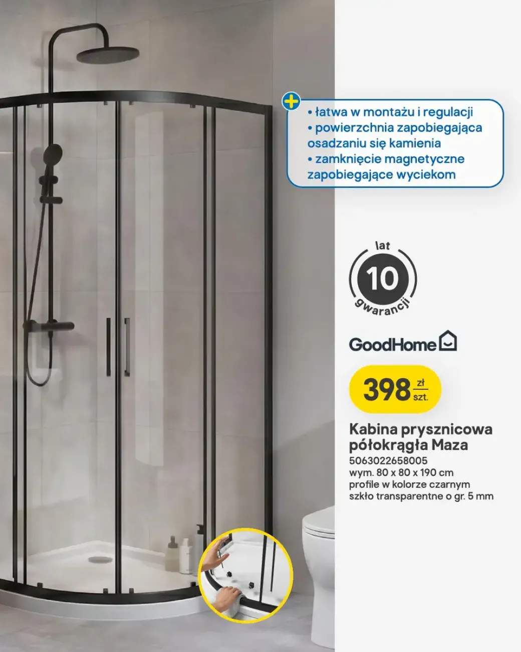Kabina prysznicowa półokrągła GoodHome Maza