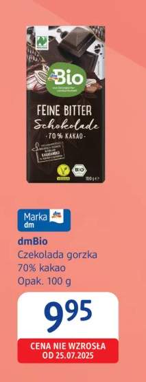 Czekolada gorzka 70% kakao dmBio