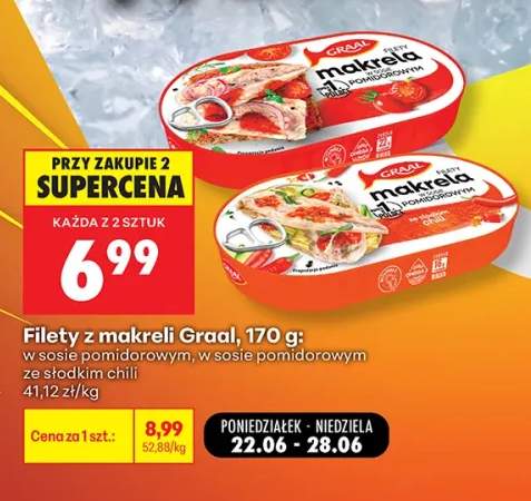 Filety z makreli w sosie pomidorowym ze słodkim chili Graal +1 wariant