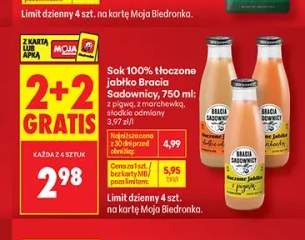 Sok 100% tłoczony jabłko słodkie odmiany Bracia Sadownicy +2 warianty