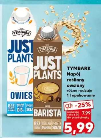 Napój roślinny owsiany Tymbark Just Plants owies +1 wariant