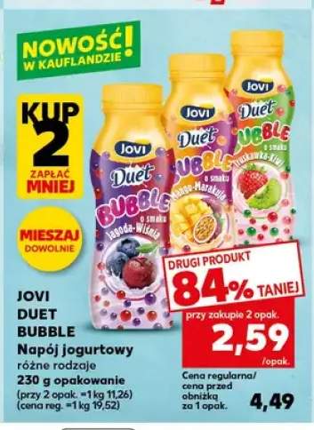 Napój jogurtowy Jovi Duet Bubble jagoda-wiśnia +2 warianty