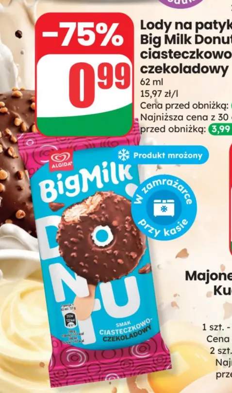 Lody na patyku Big Milk Donut ciasteczkowo czekoladowy