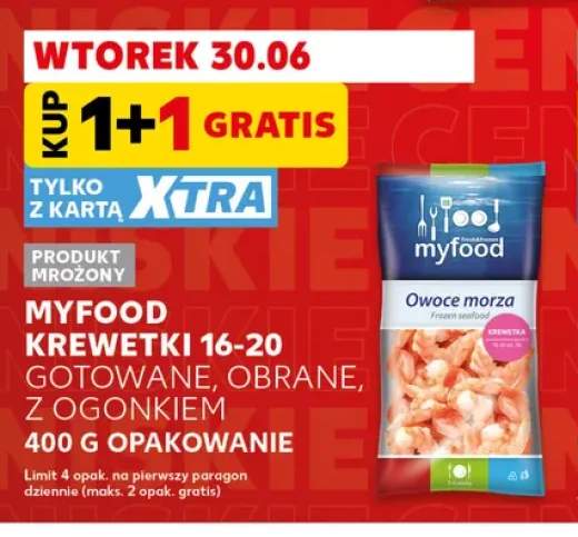 Krewetki 16-20 gotowane obrane z ogonkiem Myfood
