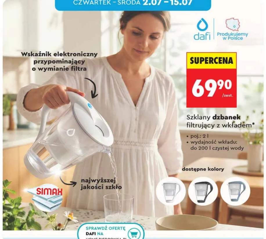 Szklany dzbanek filtrujący z wkładem Dafi 2 l