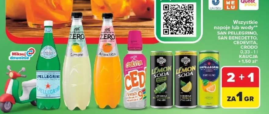 Napoje lub wody San Pellegrino San Benedetto Cedevita Crodo +7 wariantów