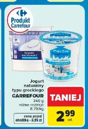 Jogurt naturalny typu greckiego Carrefour +1 wariant